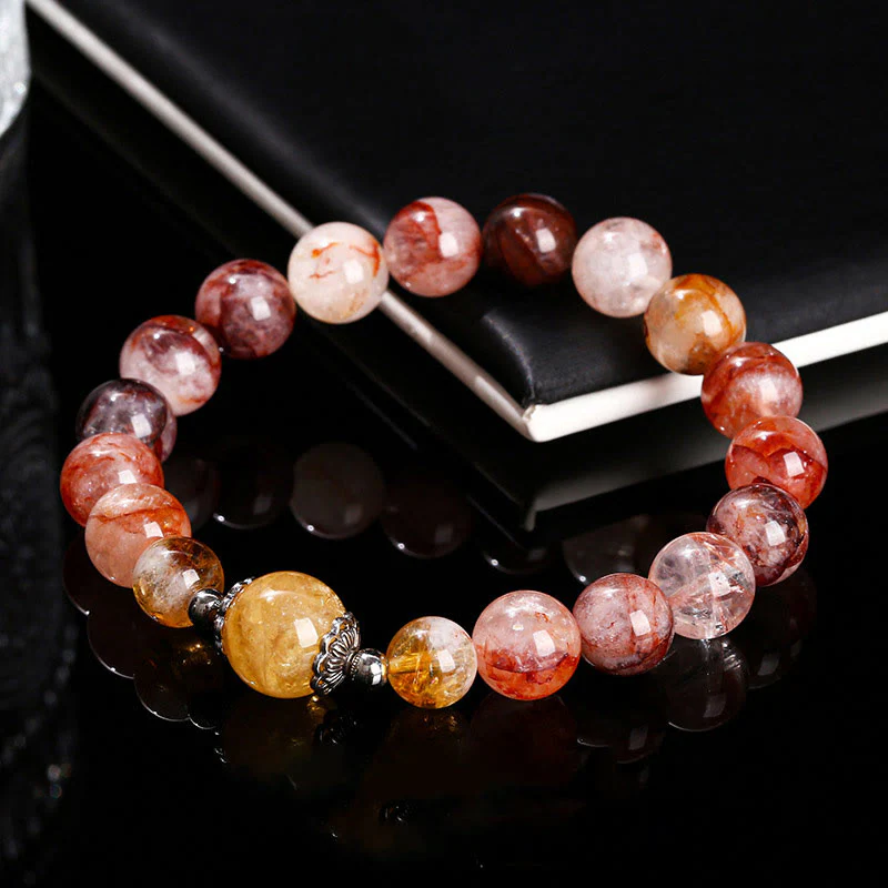 Buddha Stones Natural Red Hematoid Quartz Beads Balance Bracelet