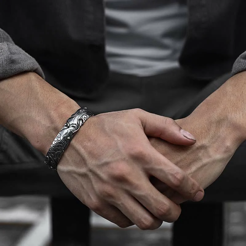 Buddha Stones 999 Sterling Silver 990 Gold Koi Fish Luck Wealth Success Bracelet Bangle