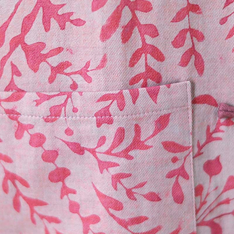 Buddha Stones Frog-button Vine Leaves Women's Cotton Linen Coat With Pockets