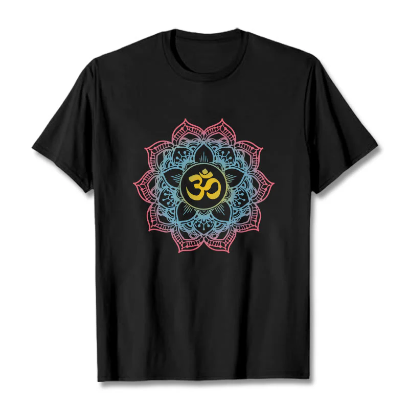 Buddha Stones Lotus-shaped Mandala OM Symbol Design Tee T-shirt