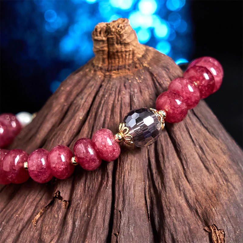 Buddha Stones Natural Rose Quartz Bow Peace Buckle Loving Energy Bracelet