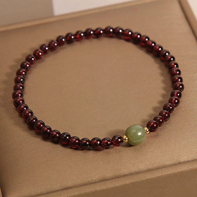 Buddha Stones Natural 3mm Ultra-thin Garnet Hetian Jade Beads Stability Bracelet