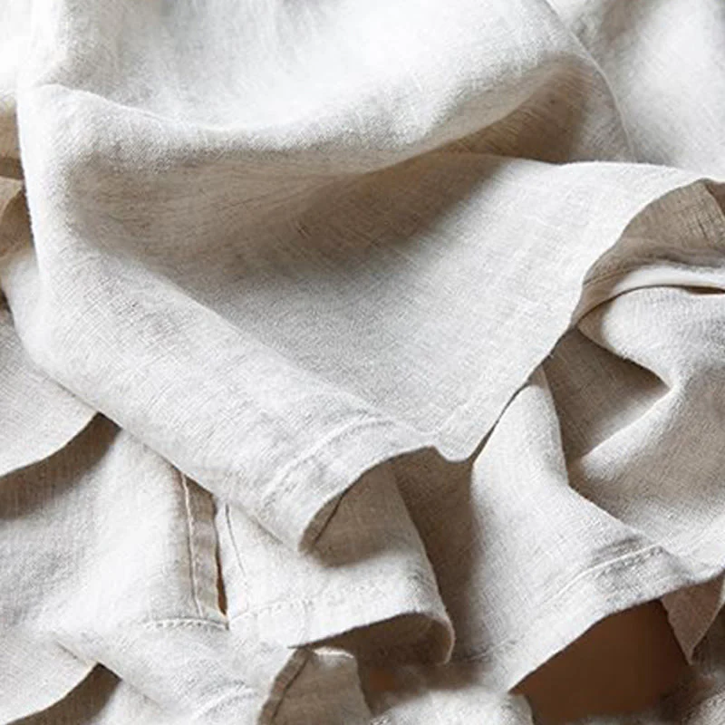 Buddha Stones Casual Cotton Slit Hem Women's 7-8 Length Wide Leg Pants With Pockets