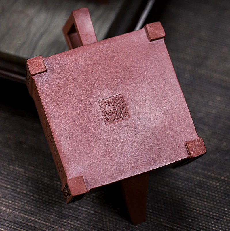 Buddha Stones Yixing All Handmade Gomoku Playing Chess Purple Clay Kung Fu Square Teapot 280ml