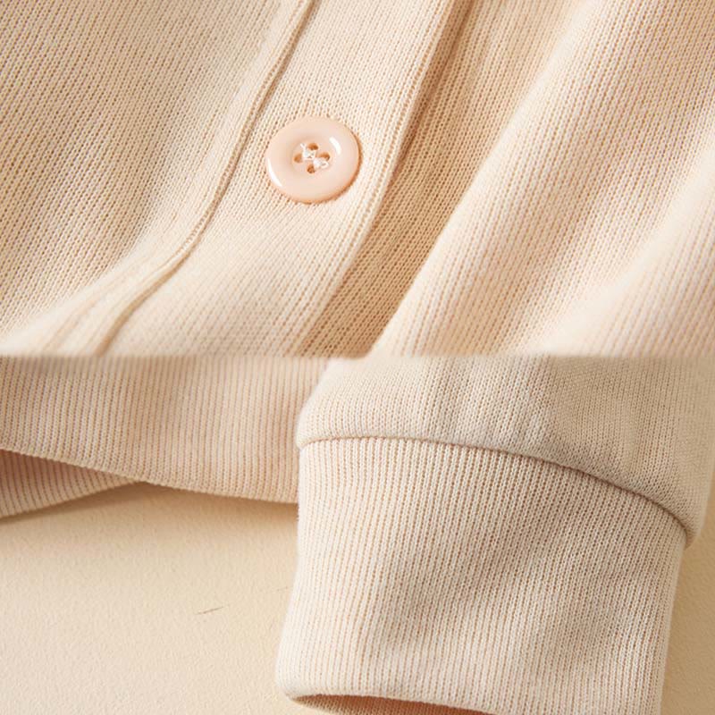 Buddha Stones Plain Buttons Women's Cotton Hooded Jacket With Pockets