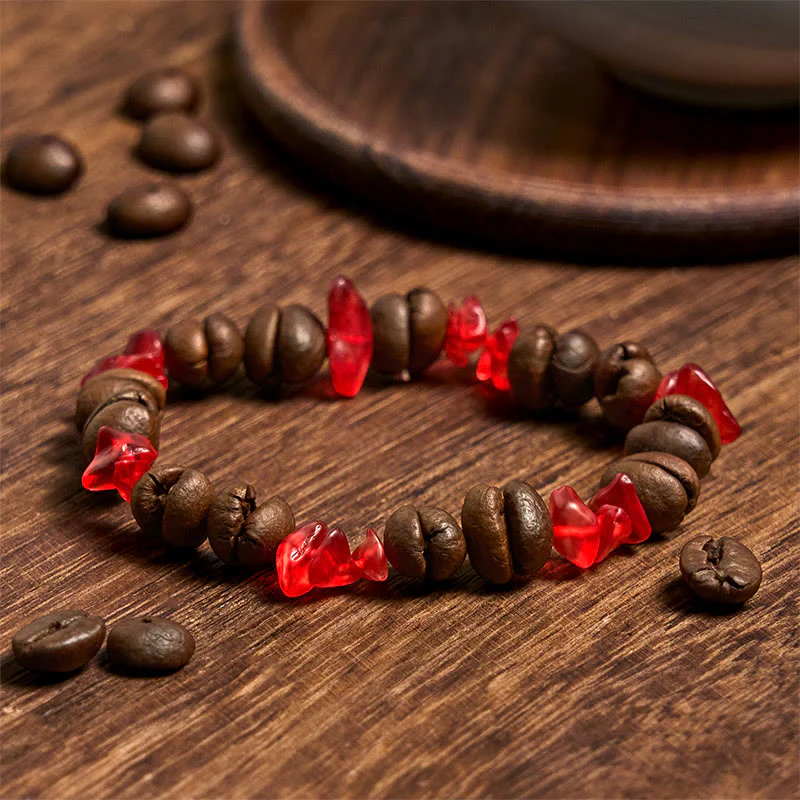 Buddha Stones Handmade Natural Coffee Beans Amethyst Citrine Amazonite Irregular Crystal Bracelet