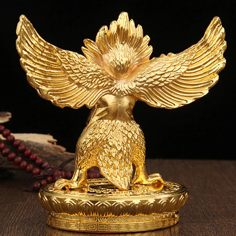 Buddha Stones Tibetan Gold Garuda Bird Alloy Protection Home Decoration