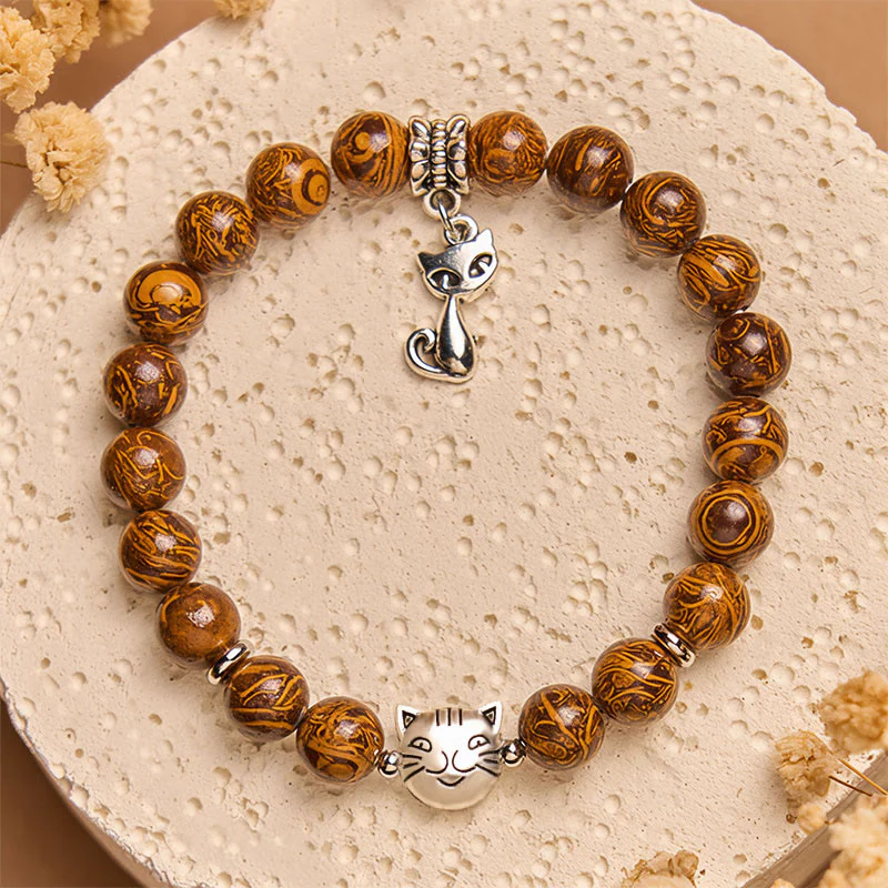 Buddha Stones Natural Stone Kitten Cat Head Protection Bracelet