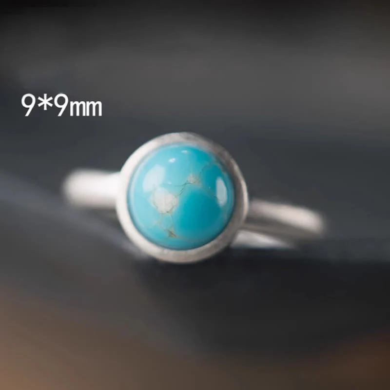 Buddha Stones Natural 925 Sterling Silver Lazurite Turquoise Adjustable Balance Ring