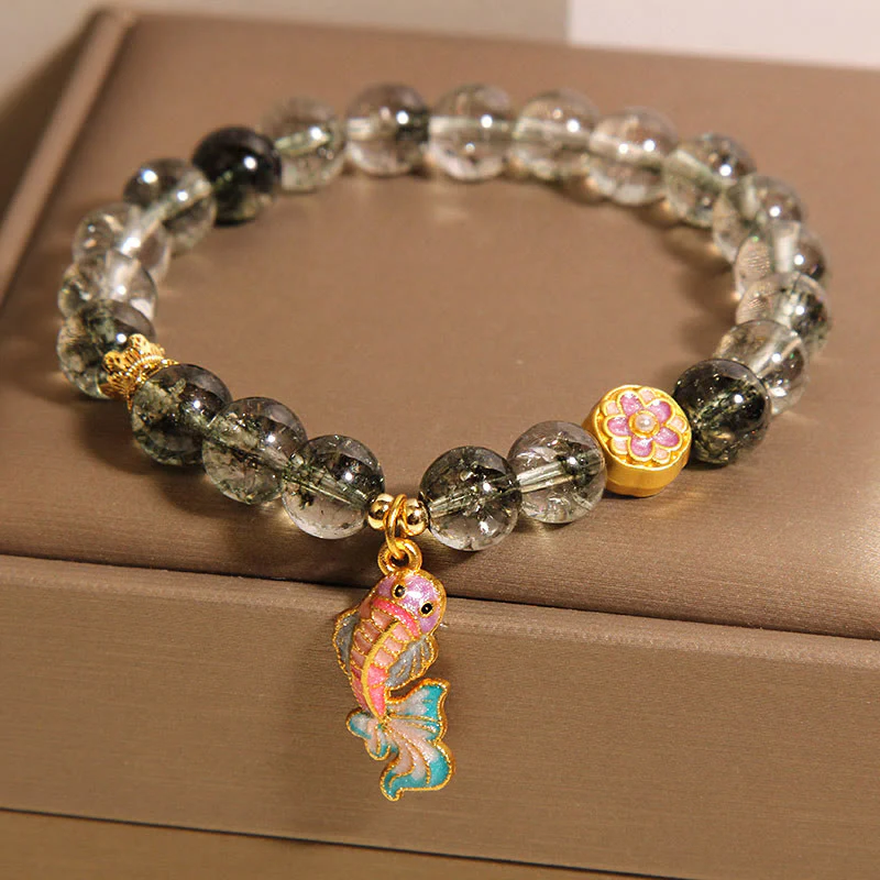 Buddha Stones Green Phantom Koi Fish Lucky Bracelet
