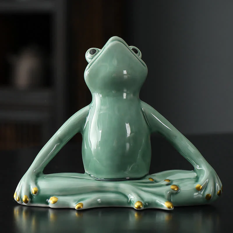 Buddha Stones Meditating Ceramic Zen Frog Statue Decoration