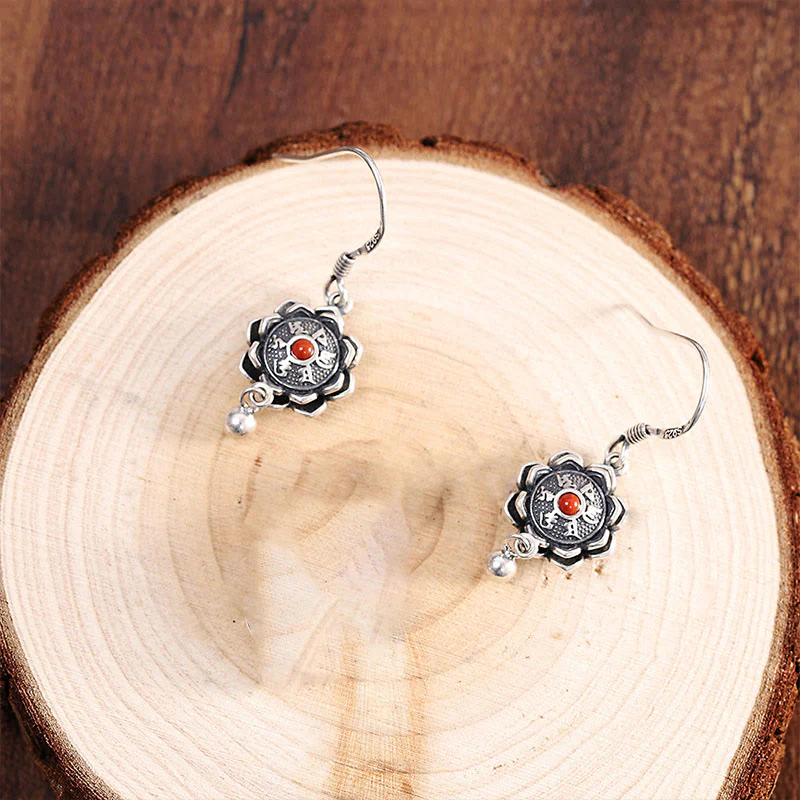 Buddha Stones 925 Sterling Silver Om Mani Padme Hum Lotus Peace Necklace Pendant Earrings