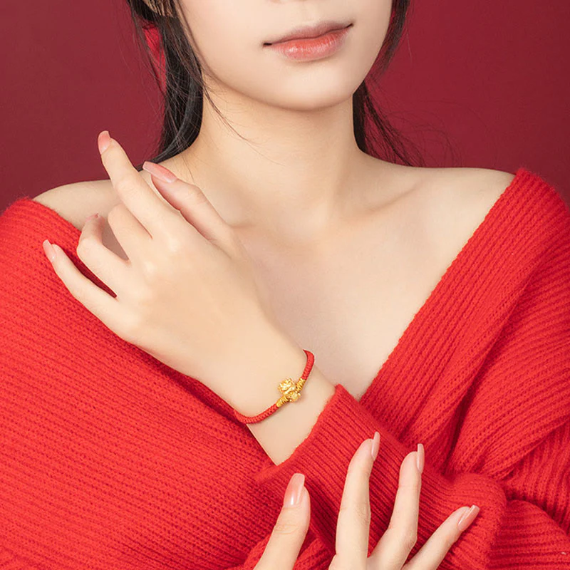 Buddha Stones 999 Sterling Silver Year of the Dragon Copper Coin Fortune Dragon Fu Character Luck Handcrafted Red String Braided Bracelet (Extra 30% Off | USE CODE: FS30)