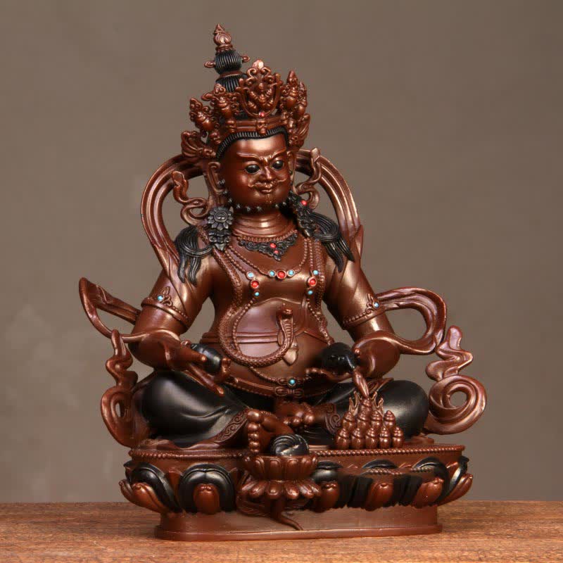 Buddha Stones Yellow Jambhala Bodhisattva Figurine Compassion Copper Statue Home Office Decoration