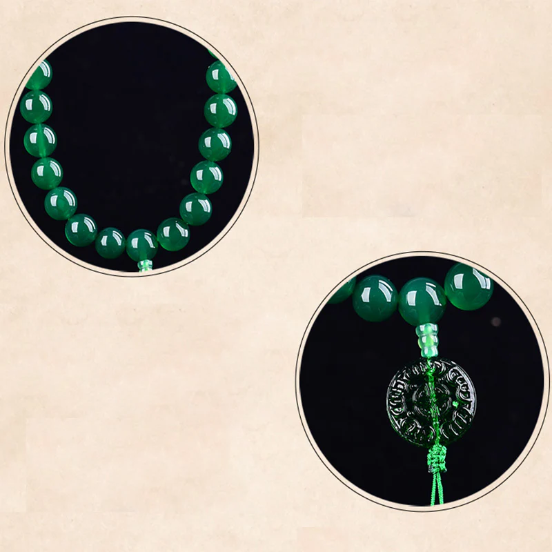 Buddha Stones Natural Green Agate Wrist Mala Manifestation Pocket Mala Car Decoration