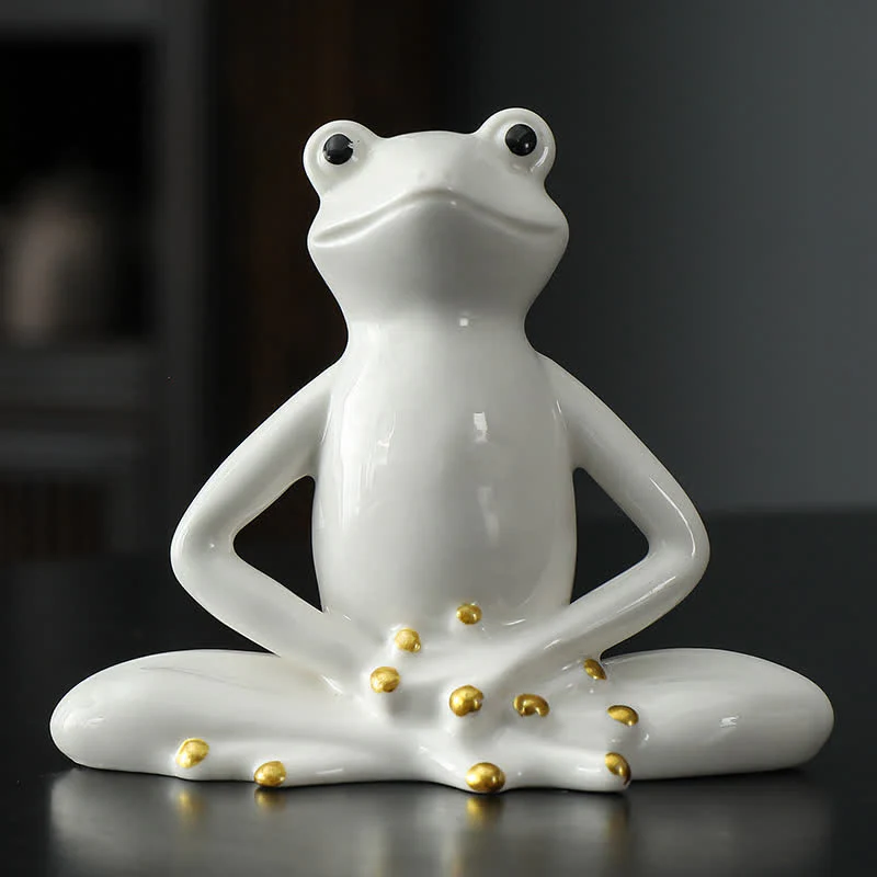 Buddha Stones Meditating Ceramic Zen Frog Statue Decoration