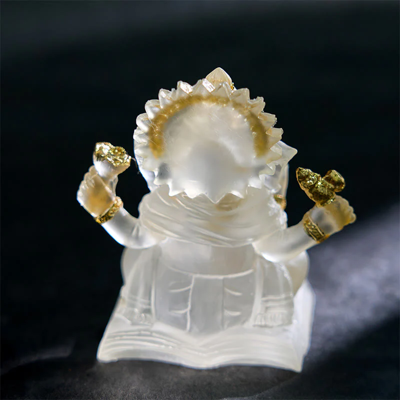 Buddha Stones Transparent White Ganesh Ganpati Elephant Statue Protection Home Resin Decoration