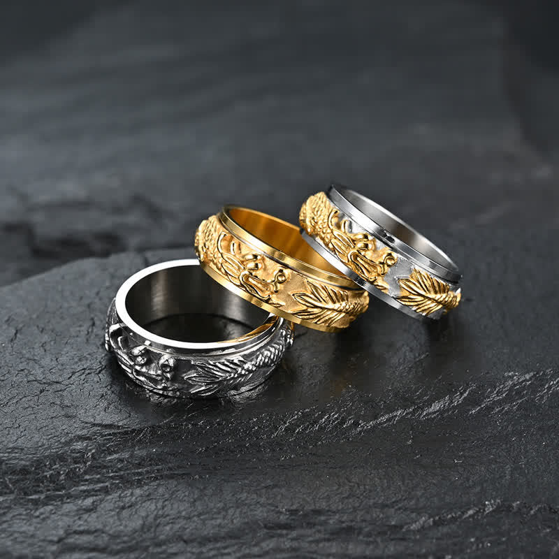 Buddha Stones Dragon Titanium Steel Stimulation Rotatable Ring (Extra 30% Off | USE CODE: FS30)