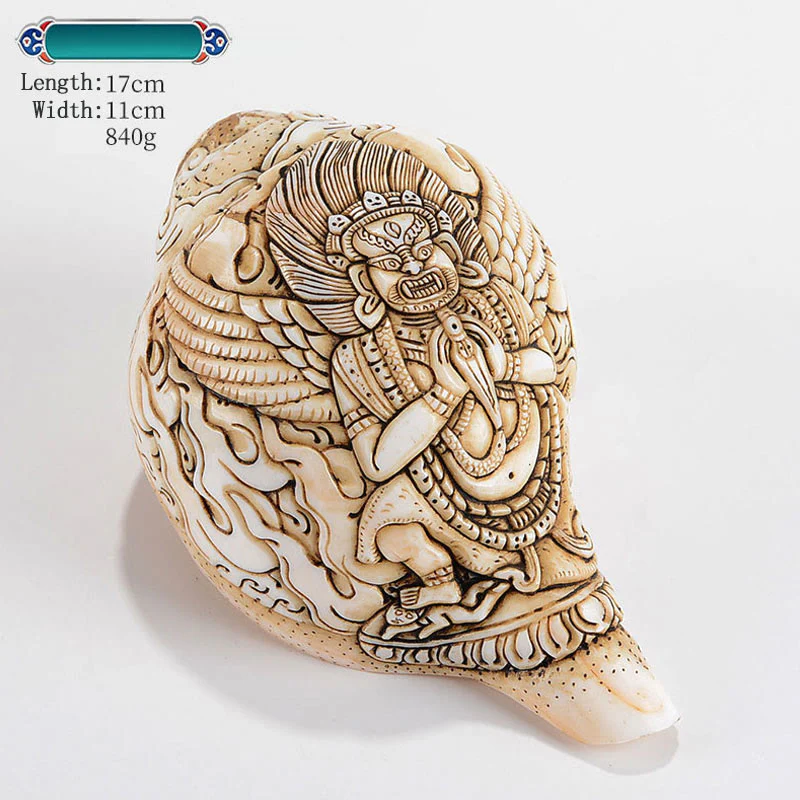 Buddha Stones Tibetan Handmade Engraved Shankha Buddha Avalokitesvara Conch Shell Wealth Decoration