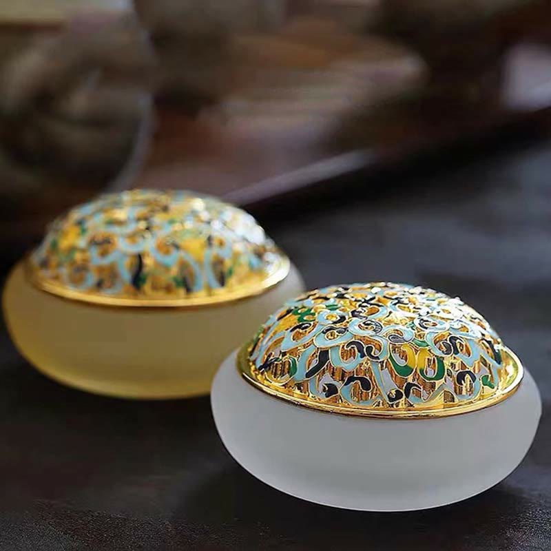 Buddha Stones Lotus Liuli Crystal Healing Meditation Incense Burner