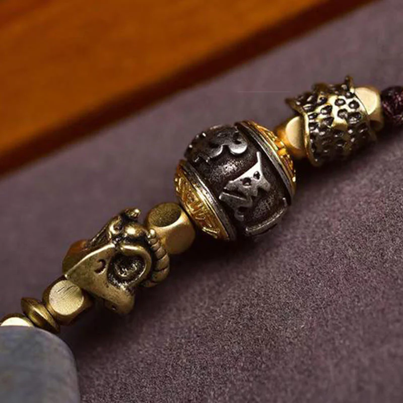 Buddha Stones Tibet Dzi Bead Om Mani Padme Hum Protection Necklace Pendant