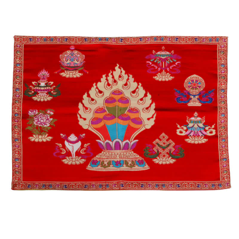 Buddha Stones Prayer Altar Mat Healing Meditation 8 Auspicious Symbols Mat