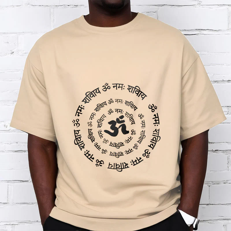 Buddha Stones OM Symbol Sanskrit Mantras Design Cotton Tee T-shirt