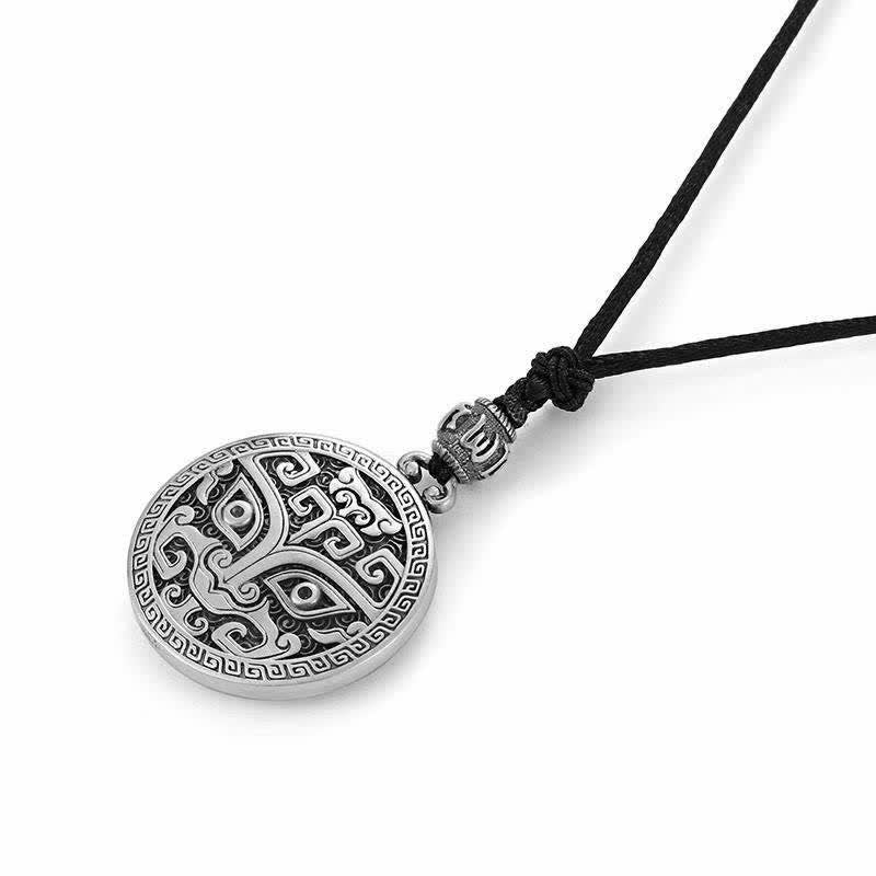 Buddha Stones Lucky FengShui Mythological Creature Taotie Wealth Necklace Pendant