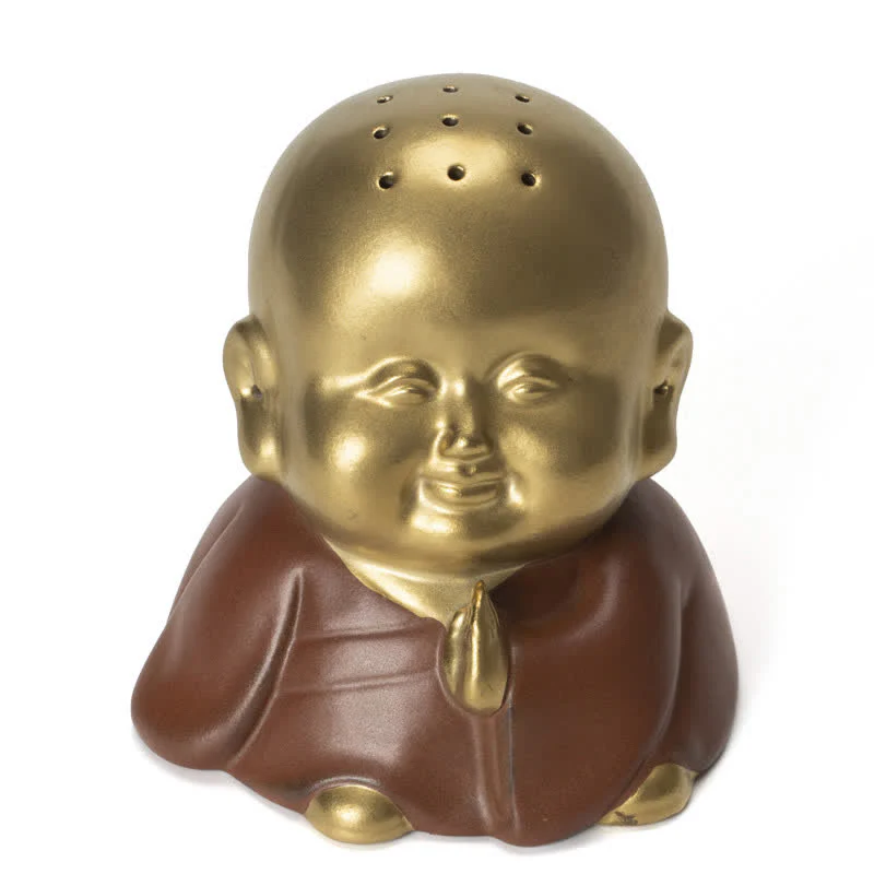 Buddha Stones Little Buddha Laughing Buddha Ceramic Healing Incense Burner