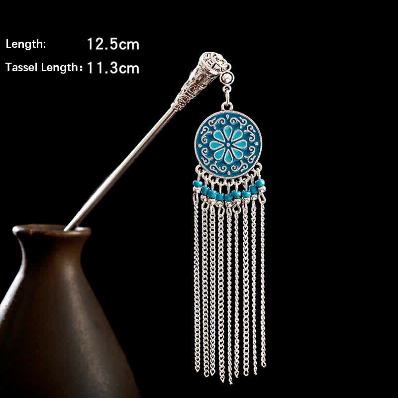 Buddha Stones Water Drop Lily of the Valley Flowers Tassels Confidence Hairpin