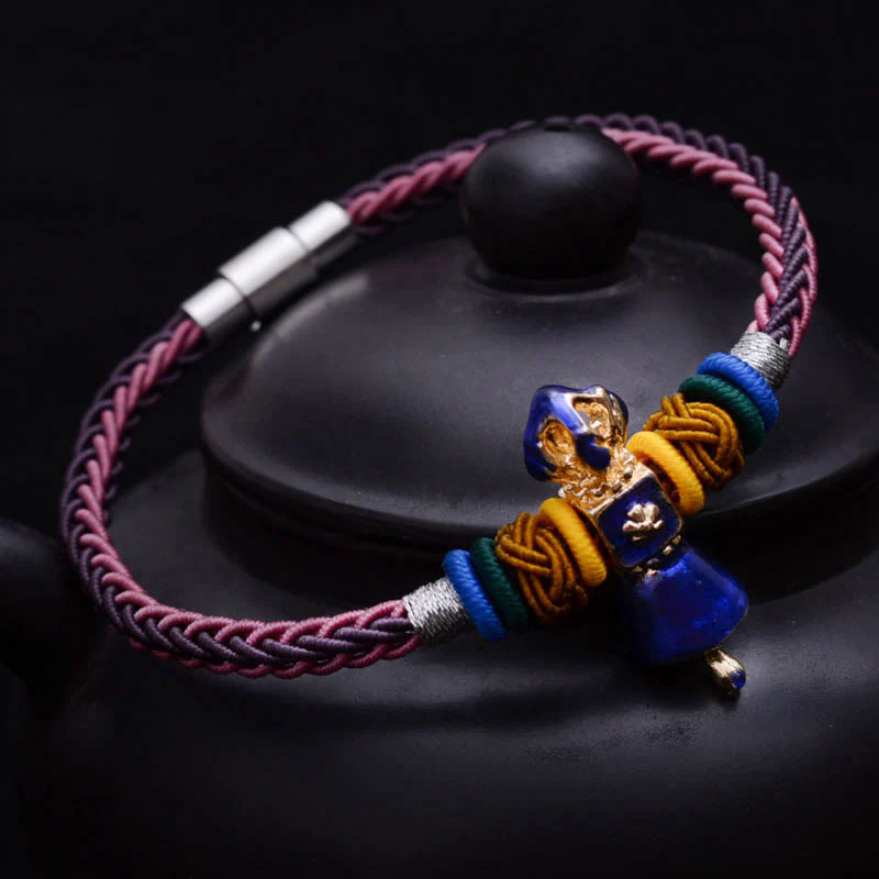 Buddha Stones Tibetan Handmade Dorje Vajra Strength Eight Threads String Bracelet