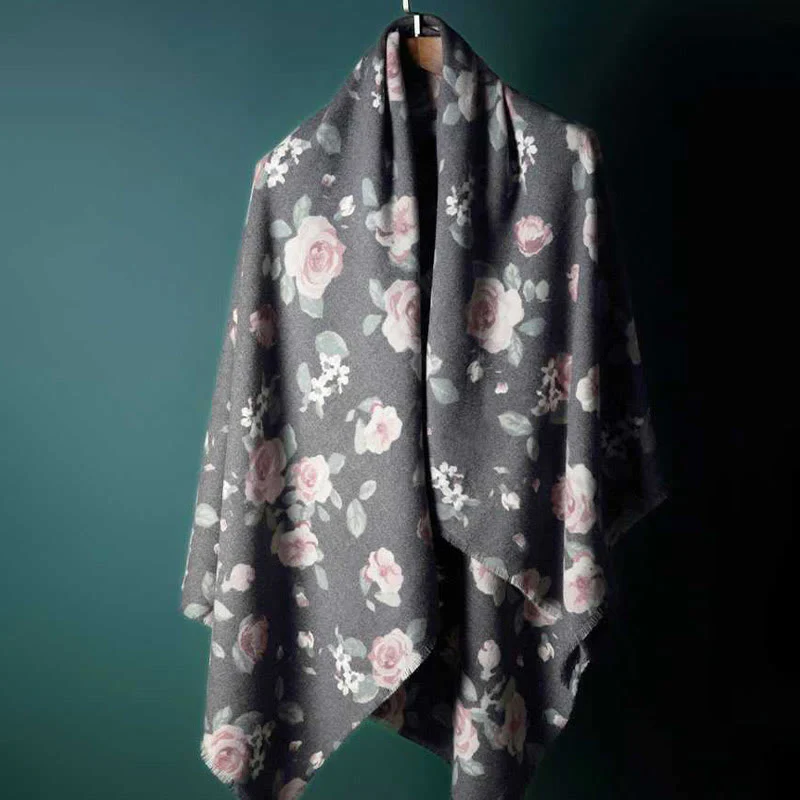 Buddha Stones Tibetan Shawl Garden Rose Fall Winter Cozy Travel Scarf Wrap