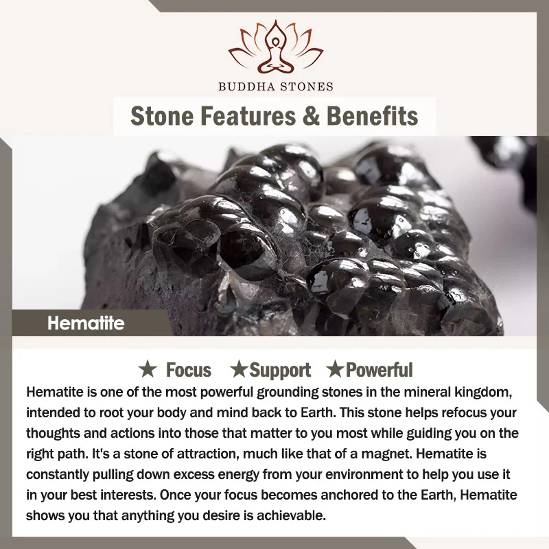 Buddha Stones 2pcs Yin Yang Hematite Couple Bracelet