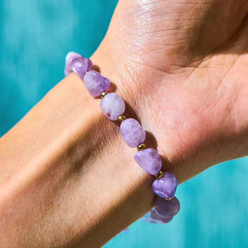Buddha Stones Irregular Shape Amethyst Braid String Balance Bracelet