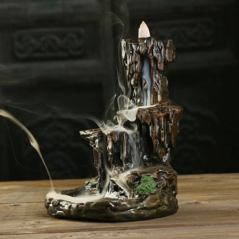 Buddha Stones Waterfall Backflow Incense Burner Mountain Tower Incense Holders