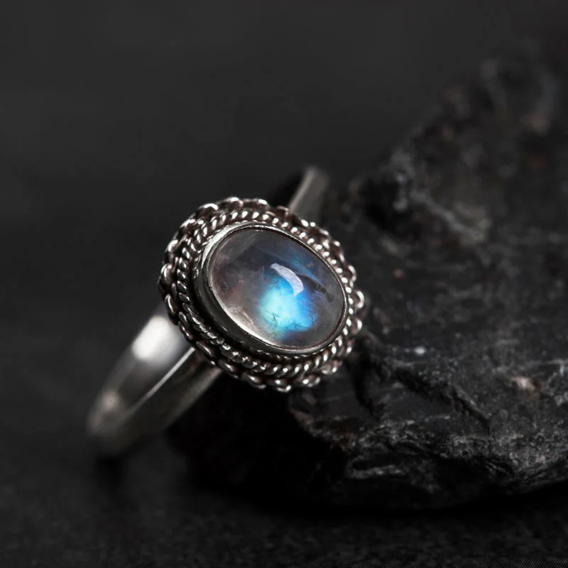 Buddha Stones 925 Sterling Silver Natural Moonstone Positive Ring
