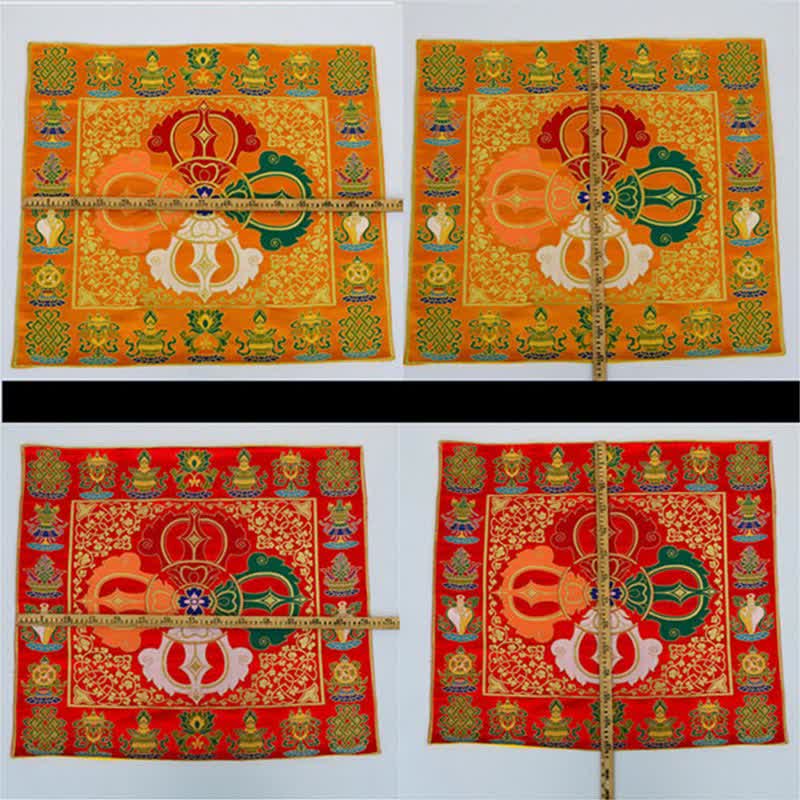 Buddha Stones Flower Endless Knot Prayer Altar Mat Healing Meditation 8 Auspicious Symbols Mat Table Runner