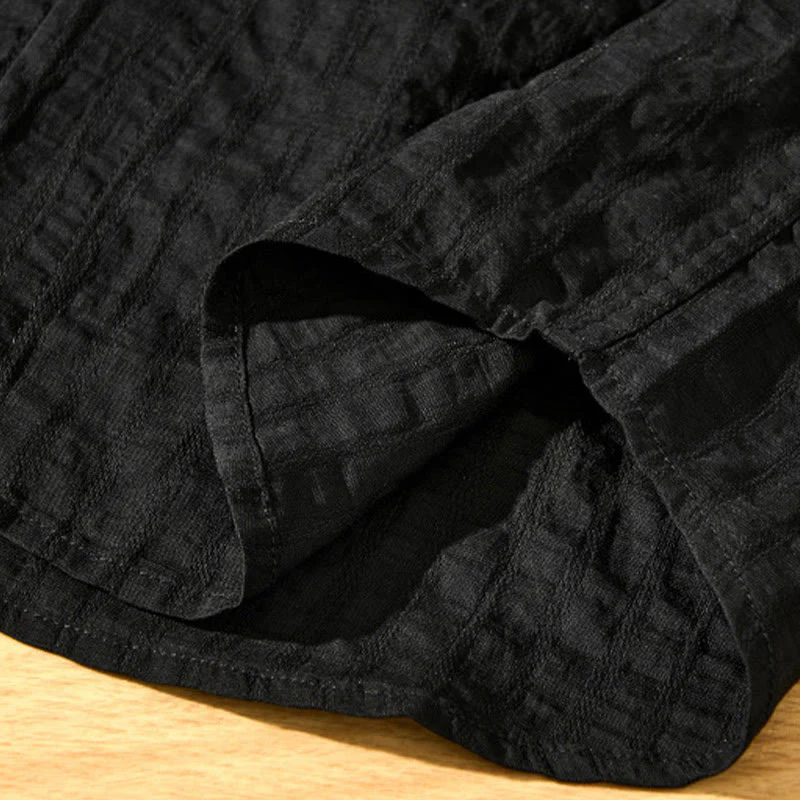 Buddha Stones Summer Solid Breathable Men's Buttons Short Sleeve Tencel Shirt