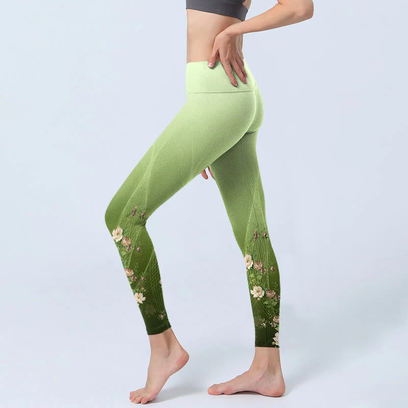 Buddha Stones Rose Lines Pattern Print Gym Leggings Women's Yoga Pants