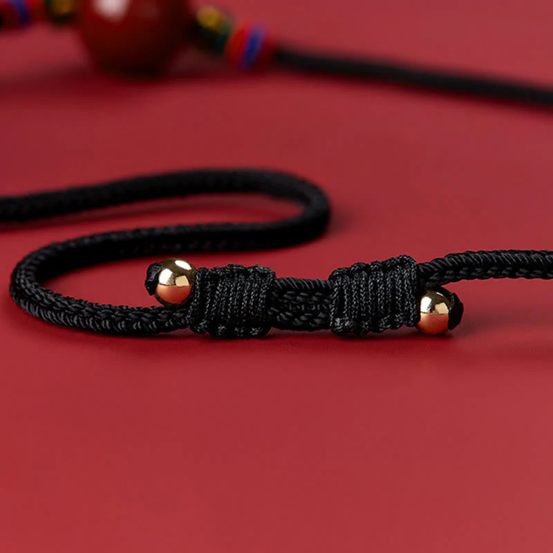 Buddha Stones Cinnabar Bead Blessing String Necklace Pendant