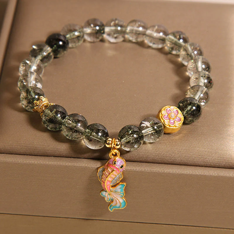 Buddha Stones Green Phantom Koi Fish Lucky Bracelet