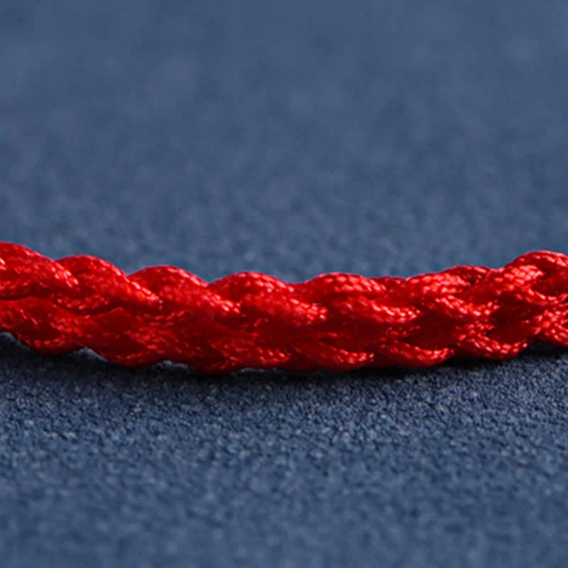 Buddha Stones Handmade 999 Sterling Silver Fu Character Wish Ruyi Handle Fortune Rope Bracelet Anklet