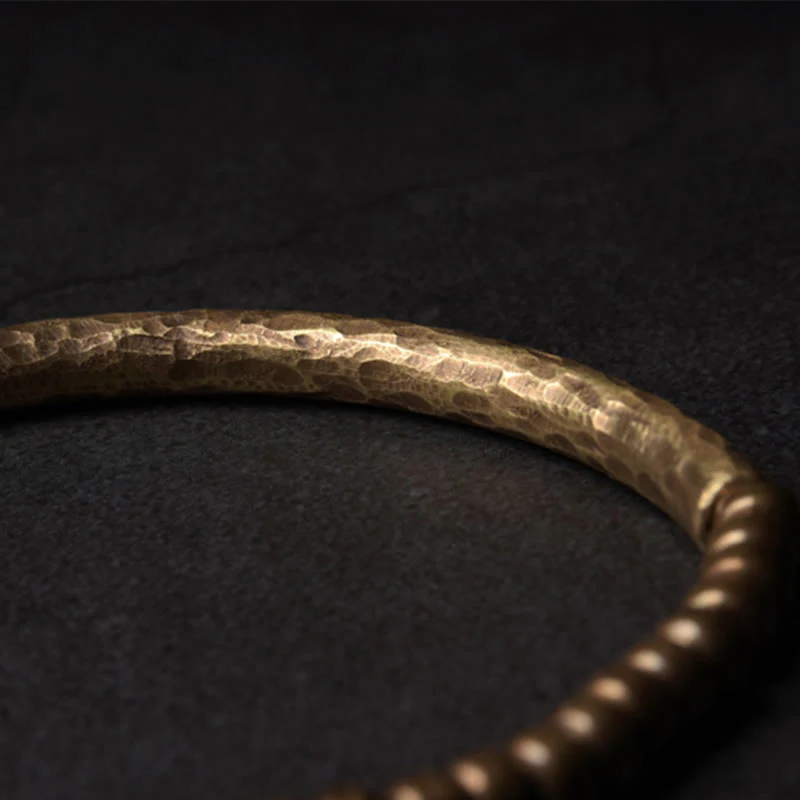 Buddha Stones Simple Design Copper Brass Bead Luck Wealth Bracelet