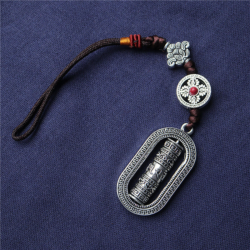 Buddha Stones Tibet Om Mani Padme Hum Prayer Wheel Peace Rotatable Car Hanging Decoration