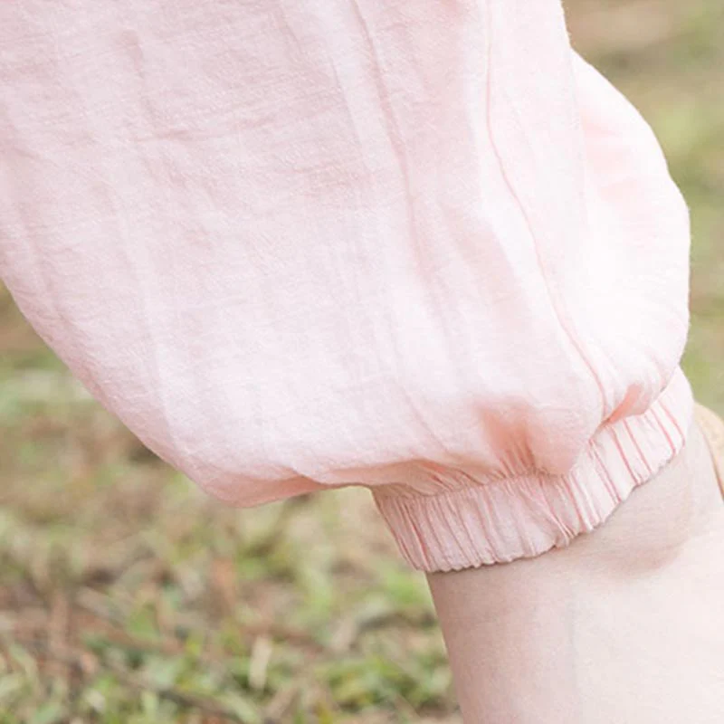 Buddha Stones 2Pcs Plain Design Top Pants Meditation Yoga Zen Tai Chi Cotton Linen Clothing Women's Set