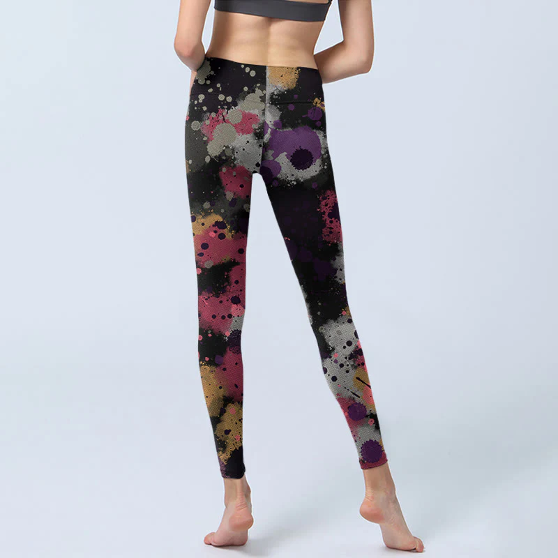 Buddha Stones Splatter Print Exercise Leggings Women's Yoga Pants