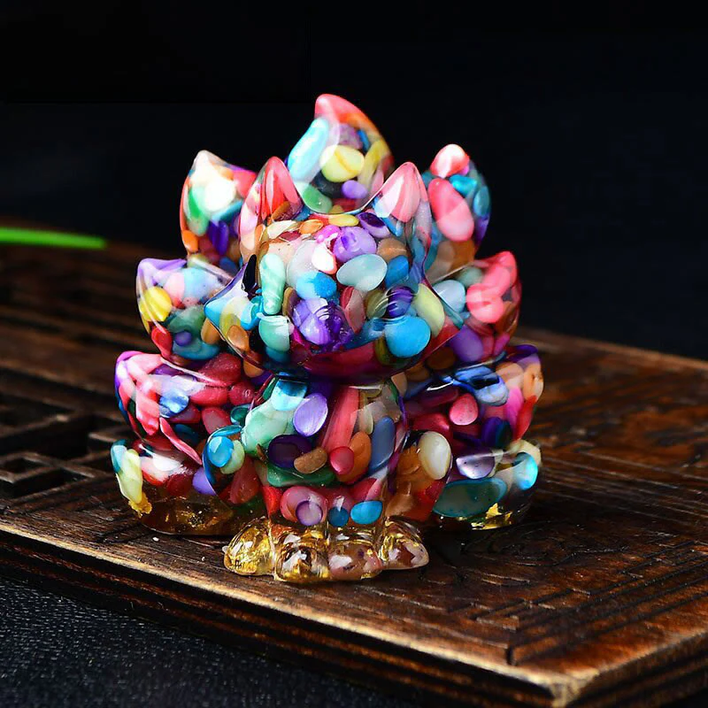 Buddha Stones Natural Various Crystal Strawberry Quartz Amethyst Nine Tailed Fox Protection Home Decoration