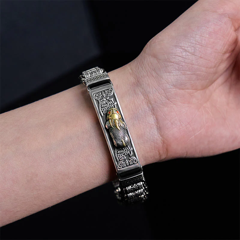 Buddha Stones Tibetan Copper Buckle Prayer Wheel Heart Sutra Pi Xiu Metal Bracelet