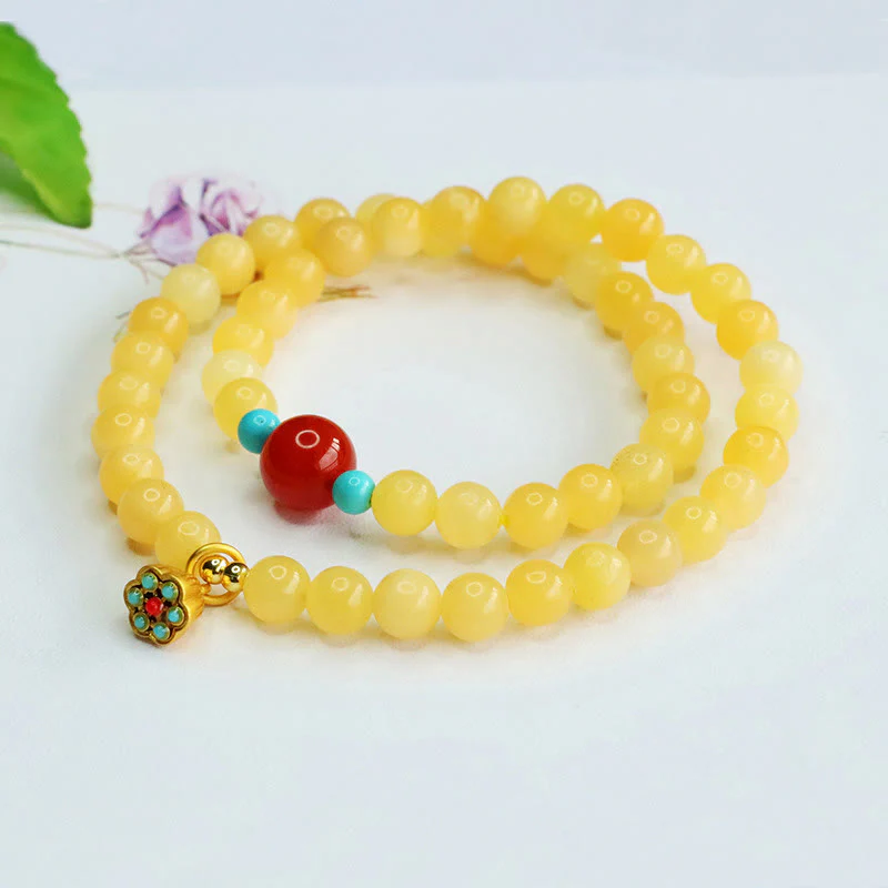 Buddha Stones Topaz Red Agate Bead Fortune Bracelet