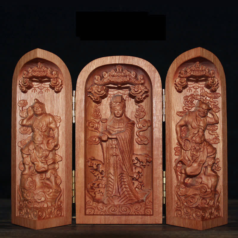 Buddha Stones Avalokitesvara Kwan Yin Buddha Cherry Wood Compassion Home Decoration Altar